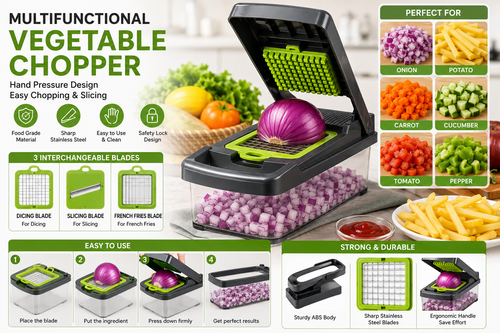 Multifunctional Vegetable Chopper French Fries Cutter Hand Pressure Onion Dicer Potato Slicer Kitchen Tool for Home Use