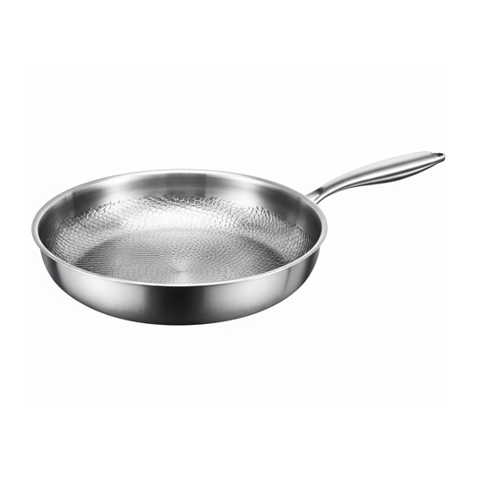 Edelstahl Bratpfanne Fischgrätenmuster Unbeschichtet Antihaft Induktionsgeeignet Silber