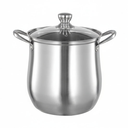 Suppentopf Edelstahl 6L 22cm Glasdeckel Induktionsgeeignet Spülmaschinenfest Silber